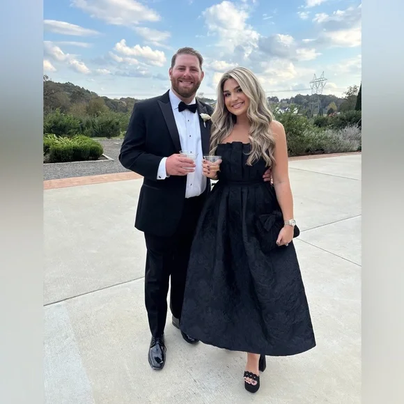 THE GENEVIEVE BLACK JACQUARD DRESS - Picture 6 of 6